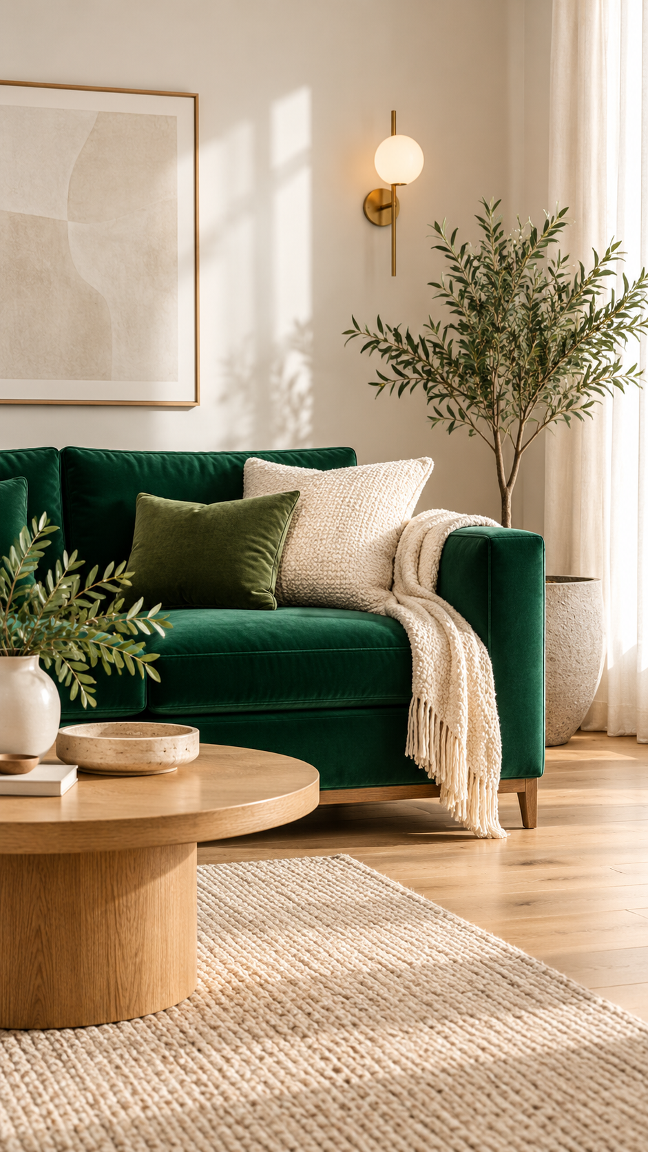 Sala moderna com sofá verde